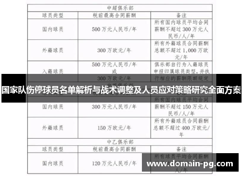 国家队伤停球员名单解析与战术调整及人员应对策略研究全面方案